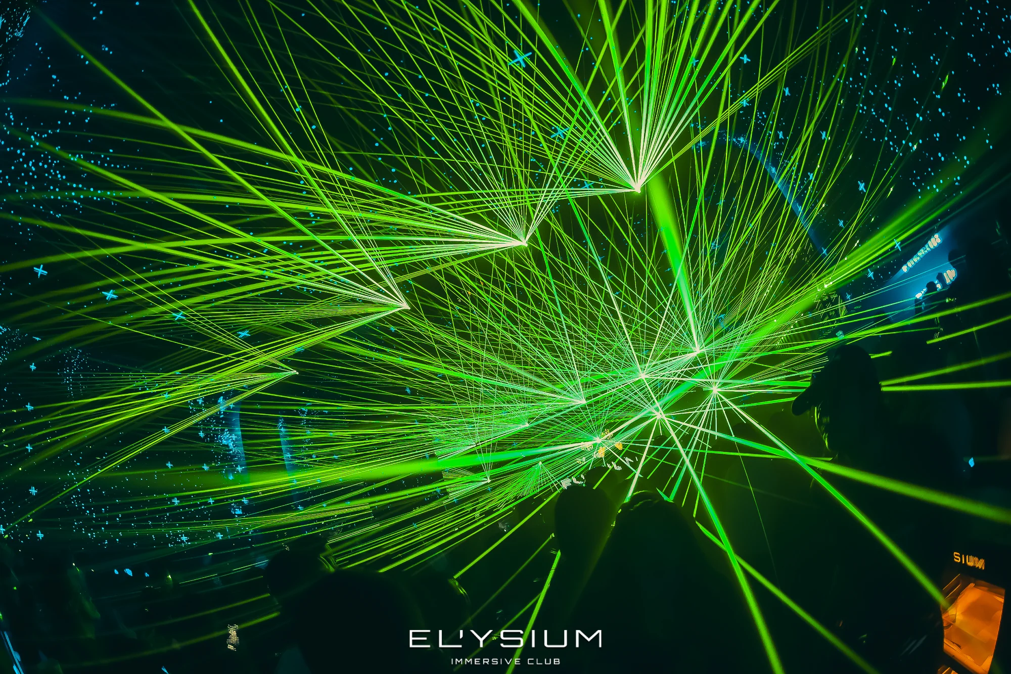 Green laser grid light show