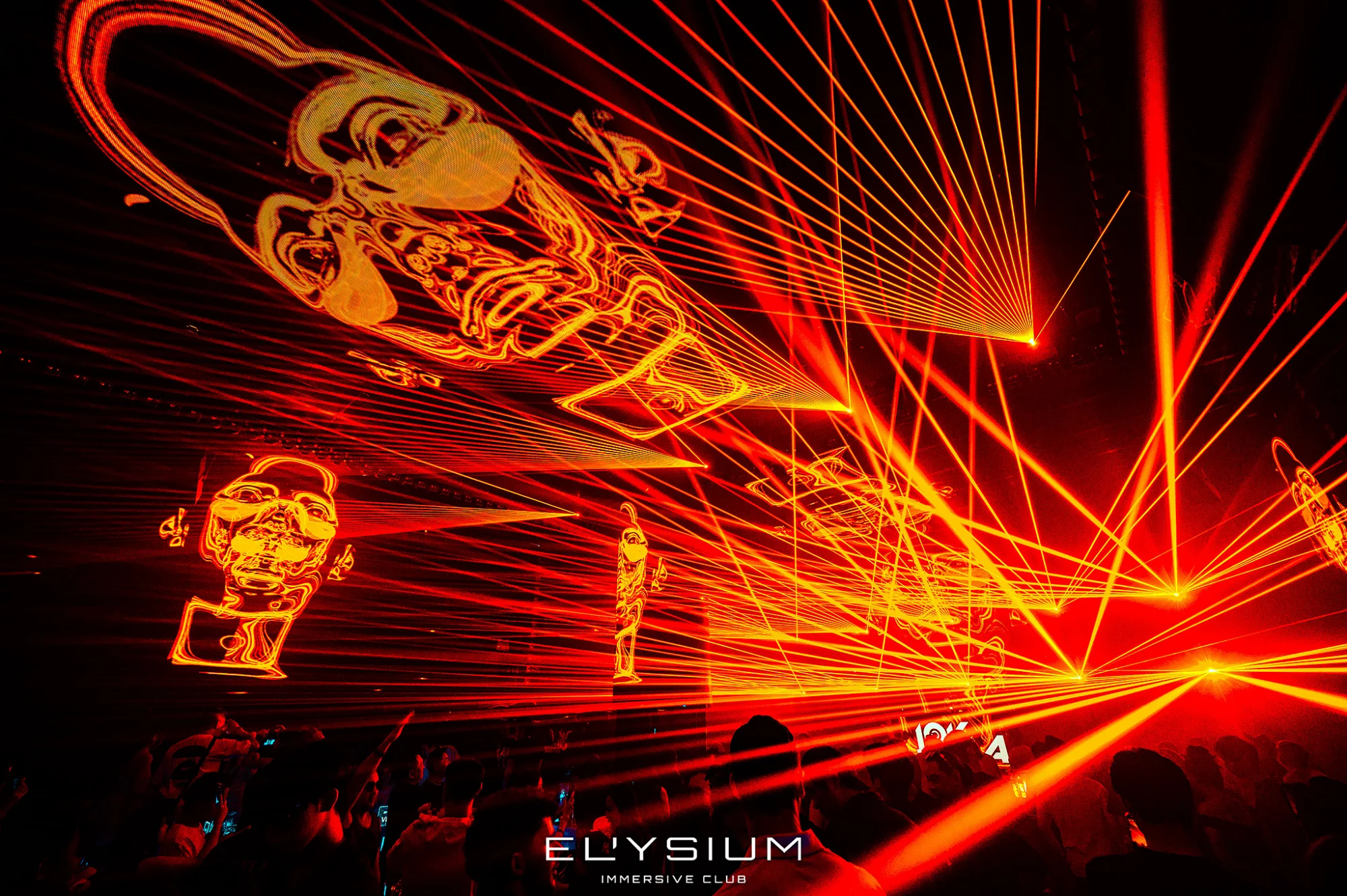 Red and orange laser warrior performance